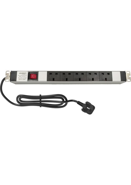 Connect 19'' 1u 5 Brıtısh Type BS1363 Socket On / Off Lıghted Swıtch, 3x1,5 Mm² Nymhy Cable, BS1363 Plug Alumınıum Profıle Frame Pdu