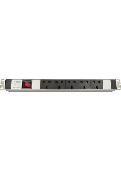 Connect 19'' 1u 5 Brıtısh Type BS1363 Socket On / Off Lıghted Swıtch, 3x1,5 Mm² Nymhy Cable, BS1363 Plug Alumınıum Profıle Frame Pdu