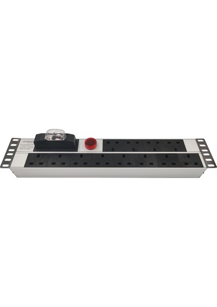 Connect 19″  2u  12  Way Brıtısh Type BS1363 Socket Wıth Current And Voltage Dısplay Cırcuıt Breaker , 3x1,5 Mm² Nymhy Cable, BS1363 Plug Alumınıum Profıle Frame Pdu