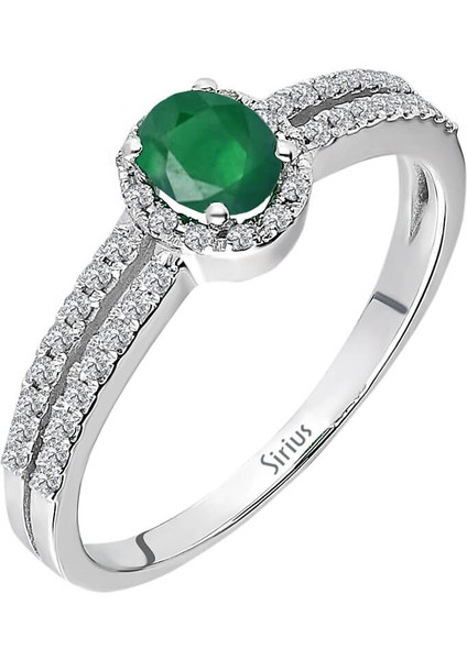 Pırlanta ve Oval Zümrüt Taşlı Yüzük 0405R0005