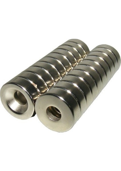 Güçlü Neodyum Mıknatıs Havşa Delikli D15X5 (6 Adet)