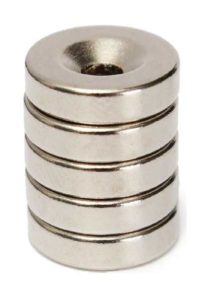 Güçlü Neodyum Mıknatıs Havşa Delikli D15X5 (6 Adet)
