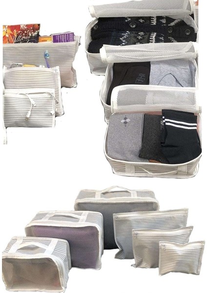 Bavul Organizer Çizgili 6lı Set