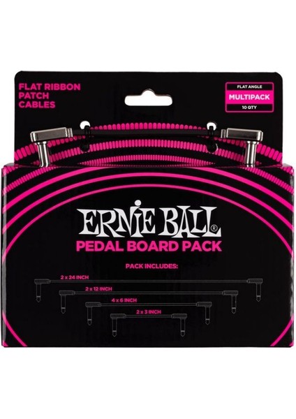 Ernıe Ball P06224 - Flat Ribbon Patch Kablosu Pedalboard Çoklu Paket