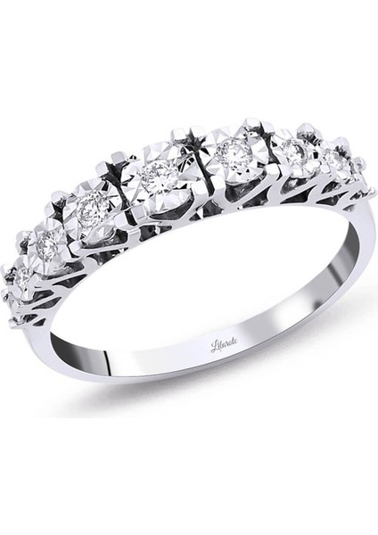 Pırlanta 9 Taşlı Kalemli Yarım Tur Pırlanta Yüzük