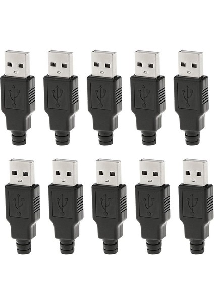 10 Usb-2.0 Kabuk Soketi 4 Pimli Montaj Adaptör Tapası Dıy Seti (Yurt Dışından)
