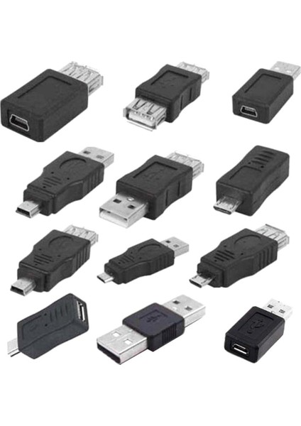12PCS Adaptörler Kit 12'de 1 Otg Usb2.0 Micro USB Mini USB (Yurt Dışından)