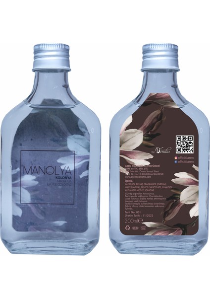 Manolya Kolonya Eau De Cologne Cam Şişe 200 ml