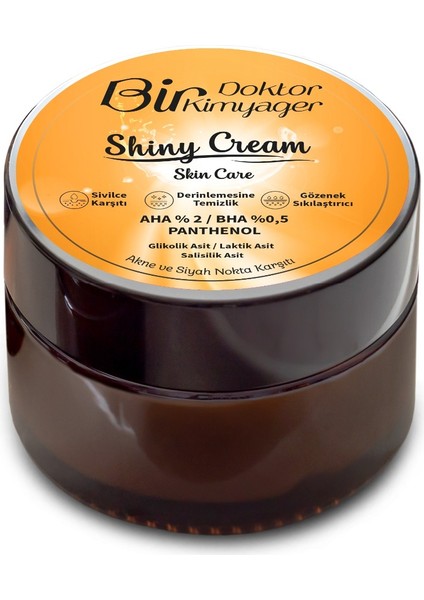 Shiny Cream (Akneli ve Siyah Noktalı Ciltler Için %2 Aha %0.5 Bha) (50 Ml) modelleri