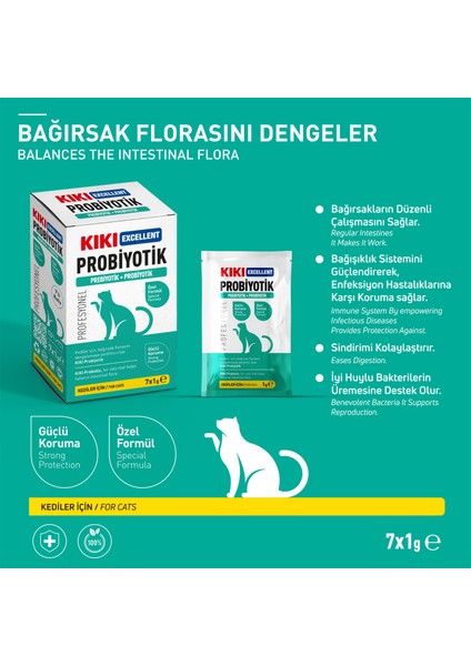 Kıkı Excellent Kedi Probiyotik + Prebiyotik Saşe 1 Gr. 7 Adet (Kutu) KC111B7 fiyatları