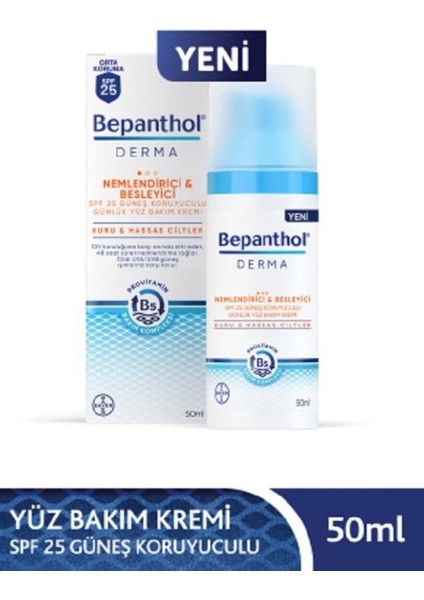 Derma Nemlendirici ve Besleyici SPF25 Yüz Bakım Kremi 50ML fiyatları