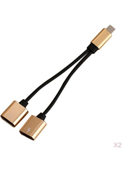 Altın İçin 2 x Protable Çift Jack Kulaklık Ses Şarjı Adaptörü (Yurt Dışından)