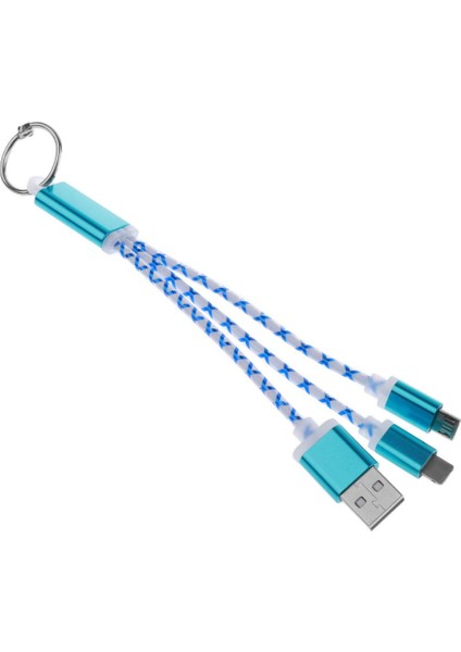Kablo USB Şarj Cihazı Anahtar Zinciri Mavi (Yurt Dışından)