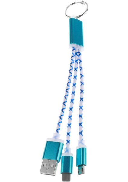 Kablo USB Şarj Cihazı Anahtar Zinciri Mavi (Yurt Dışından)
