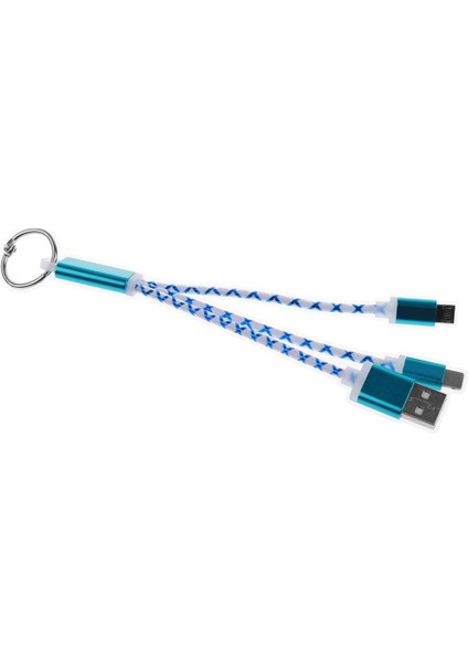 Kablo USB Şarj Cihazı Anahtar Zinciri Mavi (Yurt Dışından)