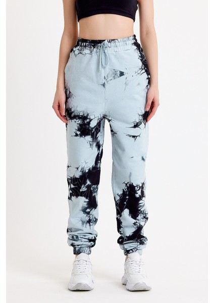 Batik Yıkamalı Mavi Kadın Eşofman Altı modelleri