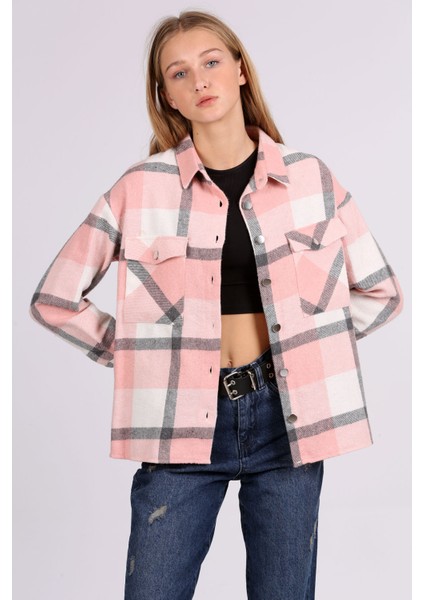 3854 Ekose Desen Çift Cepli Gömlek - Pembe fiyatları