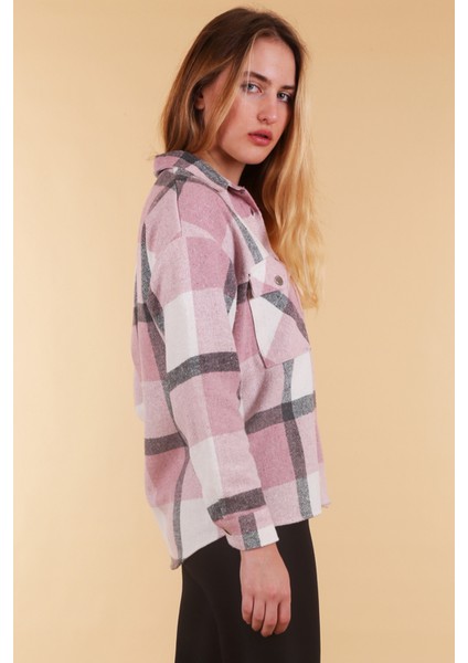 3854 Ekose Desen Çift Cepli Gömlek - Pembe indirimleri