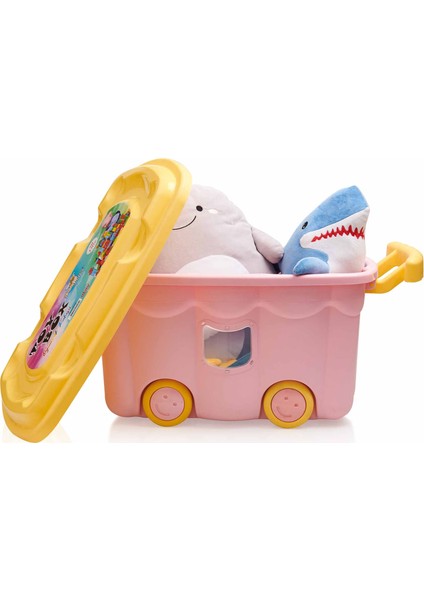 Tekerlekli Oyuncak Kutusu - Pembe - 50 Lt