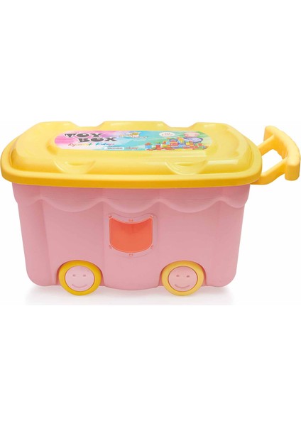 Tekerlekli Oyuncak Kutusu - Pembe - 50 Lt