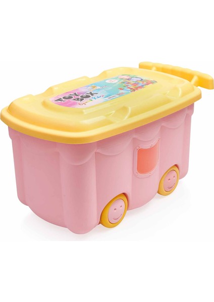 Tekerlekli Oyuncak Kutusu - Pembe - 50 Lt