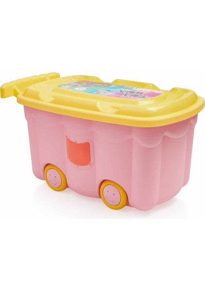 Tekerlekli Oyuncak Kutusu - Pembe - 50 Lt