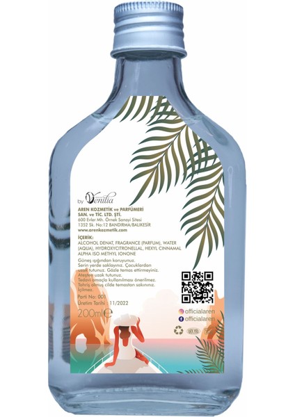 Evita Kolonya 200 ml Cam Şişe / Kutulu
