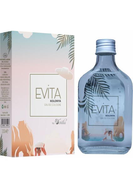 Evita Kolonya 200 ml Cam Şişe / Kutulu