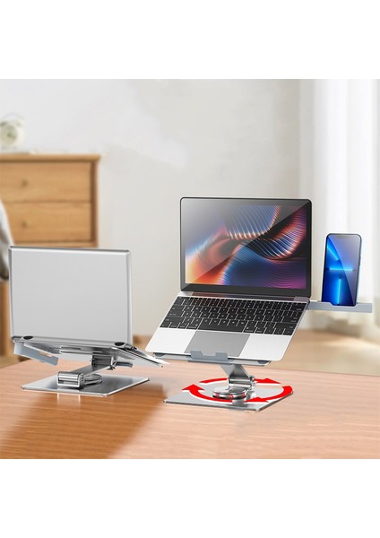 Laptop Macbook Standı Multifonksiyonel 360 Derece Dönebilen Telefon Tutuculu Yatay Dikey Kullanım