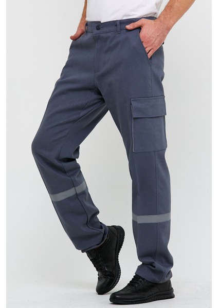Iş Pantalonu Kışlık 7/7 GRI%100 Pamuklu Reflektörlü