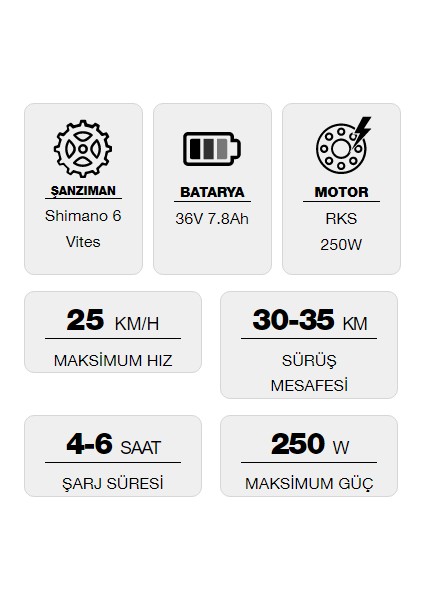 W6 Elektrikli Bisiklet (Gri)