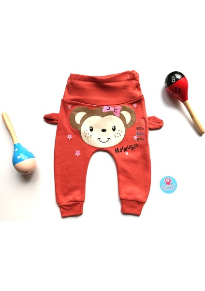 Pamuklu Kulaklı Maymun Baskılı Tek Alt Eşofman Pijama