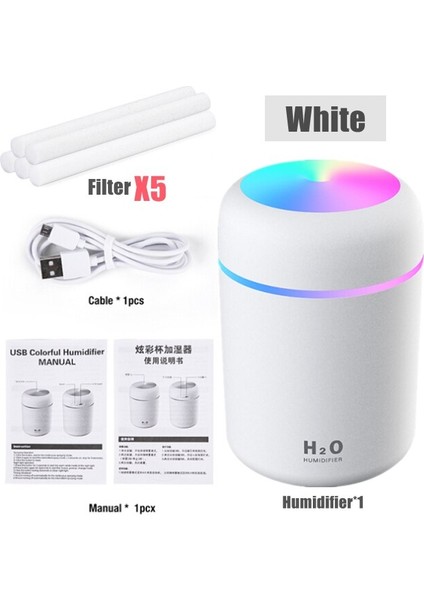 Işıklı Mini Ortam Oda Hava Nemlendirici ve Taşınabilir Buhar Makinesi H2O Humidifier