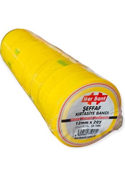12X20Y Şeffaf Kırtasiye Bandı 12'li Paket