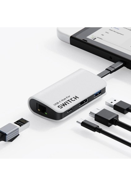 Shaza Hagibis Type-C 4in1- 4K Hdmı, RJ45, USB 3.0, PD100W Dönüştürücü Hub Adaptör