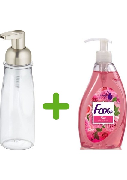 Akrilik Sıvı Sabunluk ve 1 Adet 400 ml Sıvı Sabun Gül Kokulu