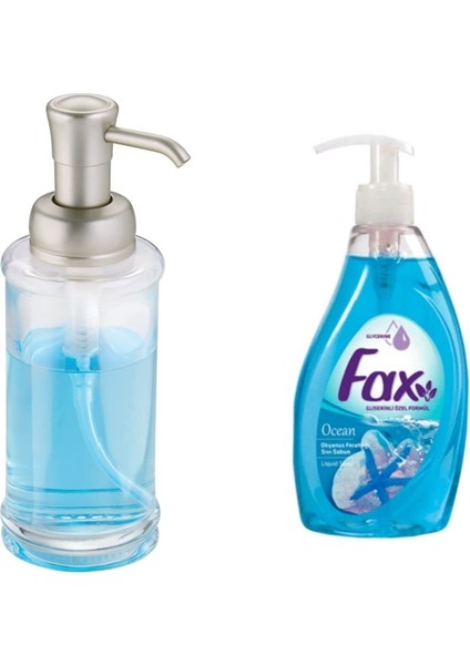 Cam Sıvı Sabunluk ve 1 Adet 400 ml Sıvı Sabun Okyanus Kokulu
