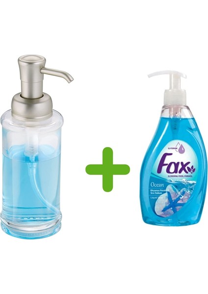 Cam Sıvı Sabunluk ve 1 Adet 400 ml Sıvı Sabun Okyanus Kokulu