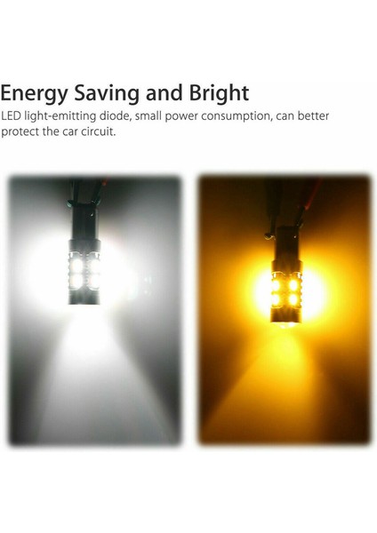 4x Araba LED Ampul Canbus T20 7443 W21/5W Çift Renkli Geri Vites Lambası Beyaz Amber B (Yurt Dışından)