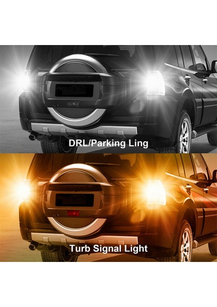 4x Araba LED Ampul Canbus T20 7443 W21/5W Çift Renkli Geri Vites Lambası Beyaz Amber B (Yurt Dışından)