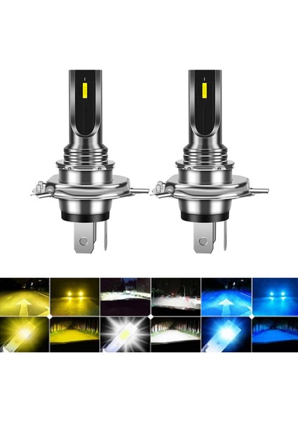 Adet Mini Csp LED Canbus Araba Far Motosiklet H4 Sis Lambası 16000LM 6smd Ampuller 3000 K Sarı Işık Otomatik Dönüş Sinyalleri (Yurt Dışından)