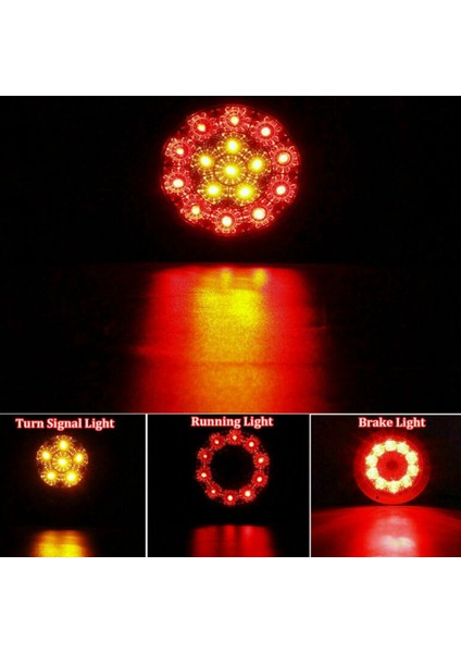 2x Yuvarlak 4 Inç Kırmızı/amber LED Kamyon Römork Kuyruk Lambaları Arka Stop Fren Dönüş Sinyali Işıkları (Yurt Dışından)