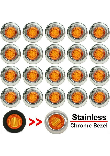 50 Adet 3/4 Inç 3 LED Mini Yuvarlak Römork Yan Işaretleyici Gösterge Işıkları Kamyonlar Için Evrensel Tekne Pikap Karavan Rv Sarı (Yurt Dışından)