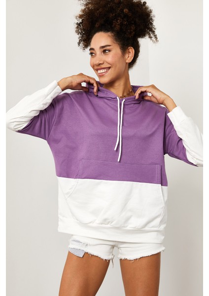 Lila Parçalı Sweatshirt 1KXK8-44526-26