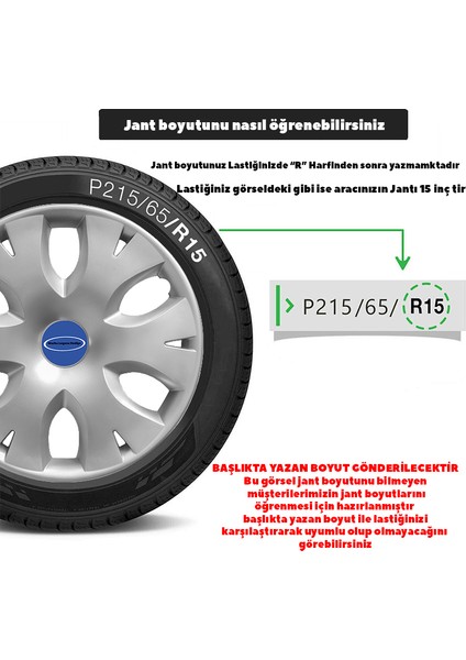 Ford Fiesta 15 Inç Jant Kapağı Amblemli Gri 4'lü Takım 141