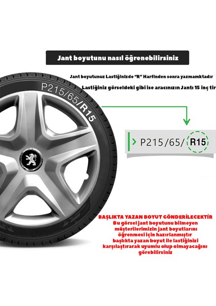 Peugeot 107 14 Inç Jant Kapağı Amblemli Gri 4'lü Takım 118