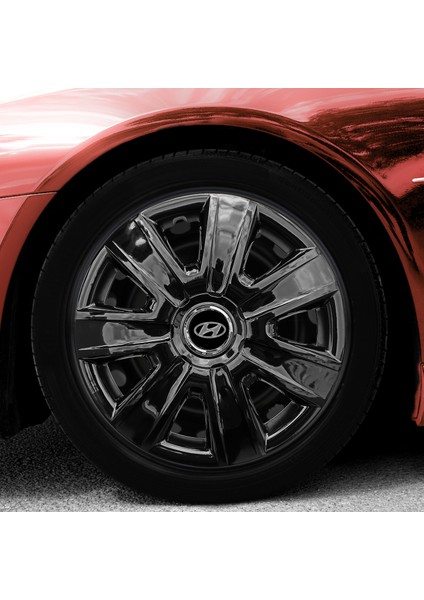 Hyundai Accent Era 14 Inç Uyumlu Jant Kapağı Amblemli Piano Black 4'lü Takım 205