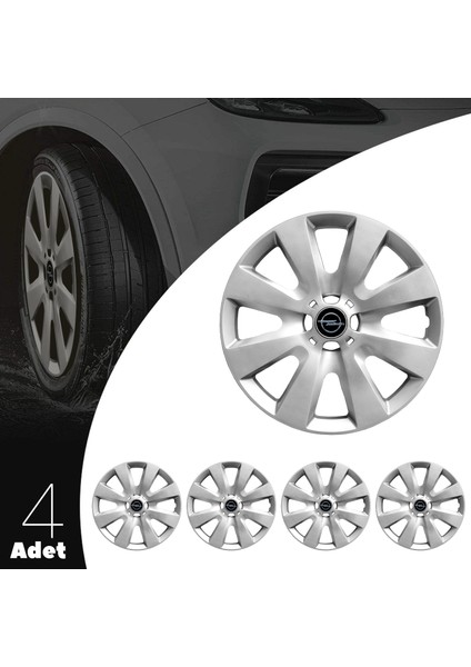 Opel Corsa E 15 Inç Jant Kapağı Amblemli Gri 4 Adet 1 Takım 110