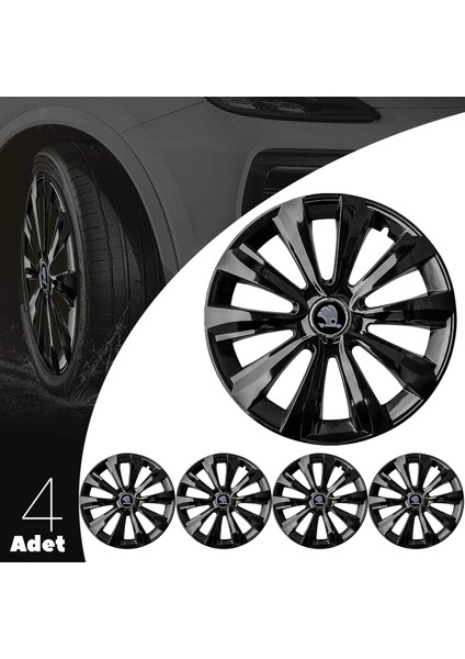 Skoda Scala 16 Inç Uyumlu Jant Kapağı Amblemli Piano Black 4'lü Takım 214 modelleri