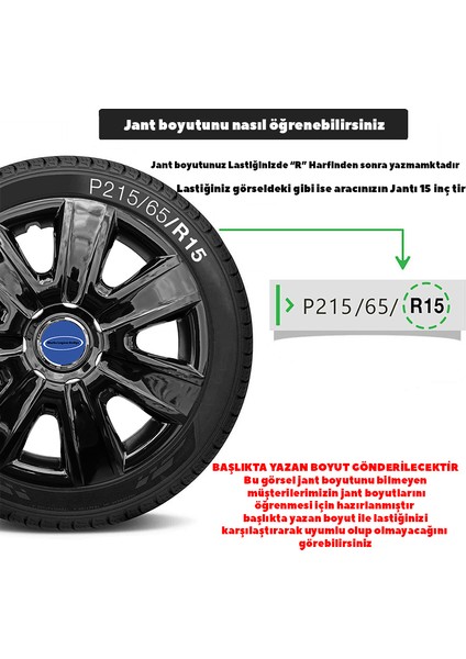 Ford Fiesta 14 Inç Jant Kapağı Amblemli Piano Black 4'lü Takım 205